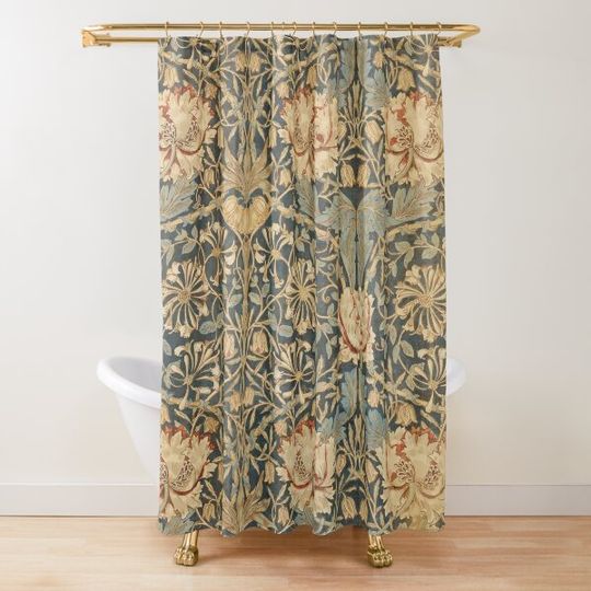 Discover honeysuckle  batik art Shower Curtain