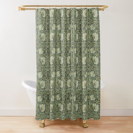 Discover William Morris ~ Pimpernel ~ Original on Black Shower Curtain