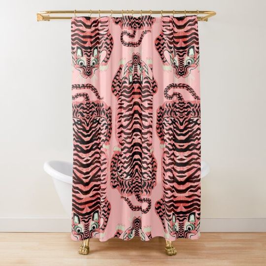 Discover Pink Tibetan Tiger Rug Shower Curtain