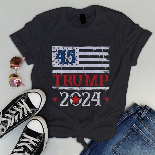 Discover 2024 Election Trump Shirt American Flag Design Trump 2024 T-Shirt