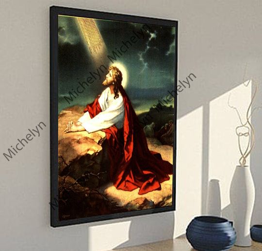 Discover Jesus Christ God Praying in the Garden of Gethsemane Poster