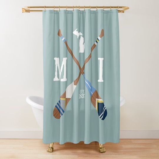 Discover Paddle MI, Michigan Lake Life Painted Oars Shower Curtain