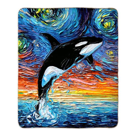 Discover Orca Killer Whale Starry Night 60x50 Inch Fleece Sherpa Blanket Comfy Warm Throw Blanket Home Goods Decor Ocean Nautical Art By Aja