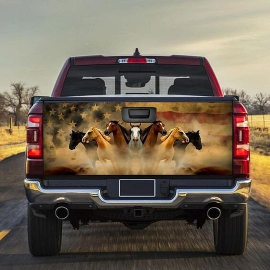 Discover Horse Truck Bed Decals Vintage American Flag Car Accessories