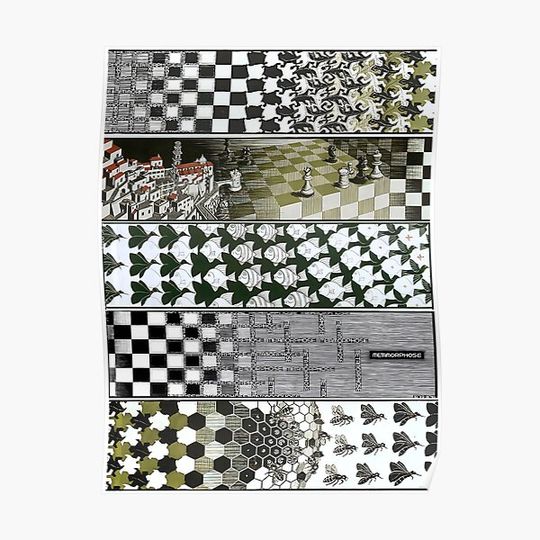 Discover M.C. Escher - Metamorphosis Mix Premium Matte Vertical Poster