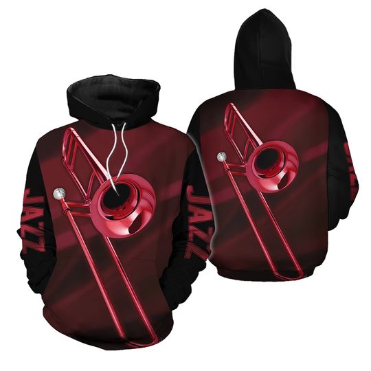 Discover 3D All Over Printed Jazz Trombone Red Clothes, Hoodie Shirt