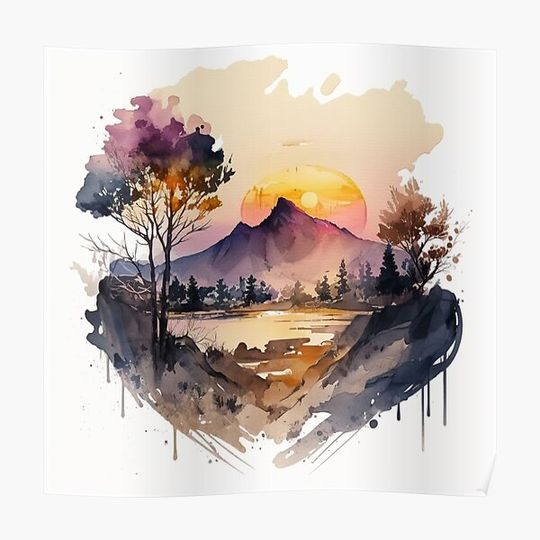 Discover Relaxing Watercolor #224 Premium Matte Vertical Poster