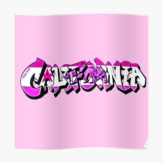 Discover Pink California Flag Graffiti Premium Matte Vertical Poster