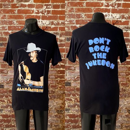 Discover 90s Alan Jackson Don't Rock The Jukebox Album Promo T-Shirt. Vintage 1991 Alan Jackson Tee