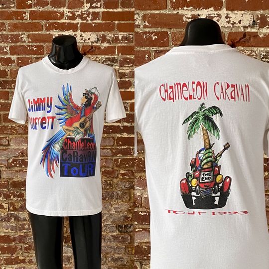 Discover 90s Jimmy Buffett Cameleon Caravan Tour T-Shirt. Vintage 1993 Jimmy Buffett Tour
