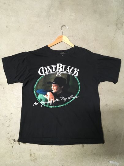 Discover Vintage Clint Black In My Shoes Double Sided Black Graphic Tee