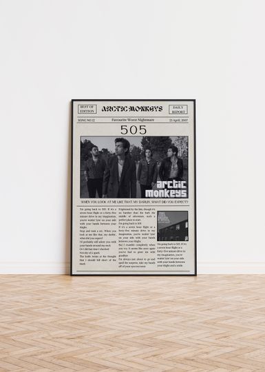 Discover Arctic Monkeys Newspaper Poster 505. Arctic Monkeys Favourite Worst Nightmare Album