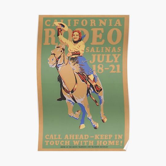 Discover California Rodeo Salinas Vintage Poster 1930s Premium Matte Vertical Poster