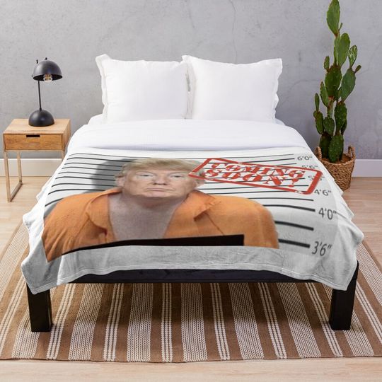 Discover Trump Mug shot - Trump Mugshot Throw Blanket