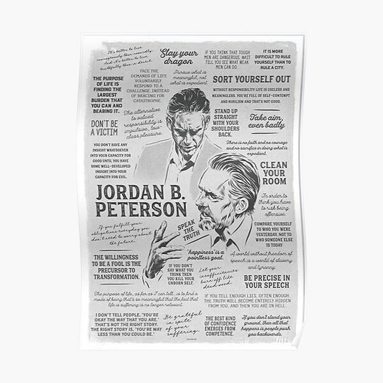 Discover Jordan Peterson - Many Quotes Poster Premium Matte Vertical Poster