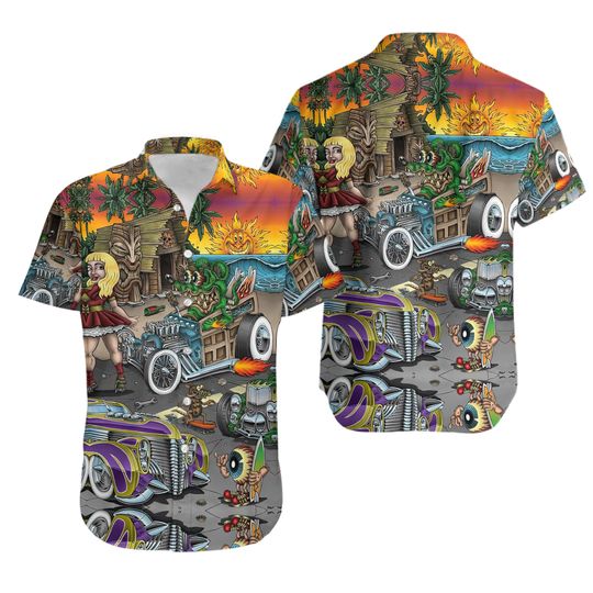 Discover Rat Fink And The Hot Rod Hawaiian Shirt