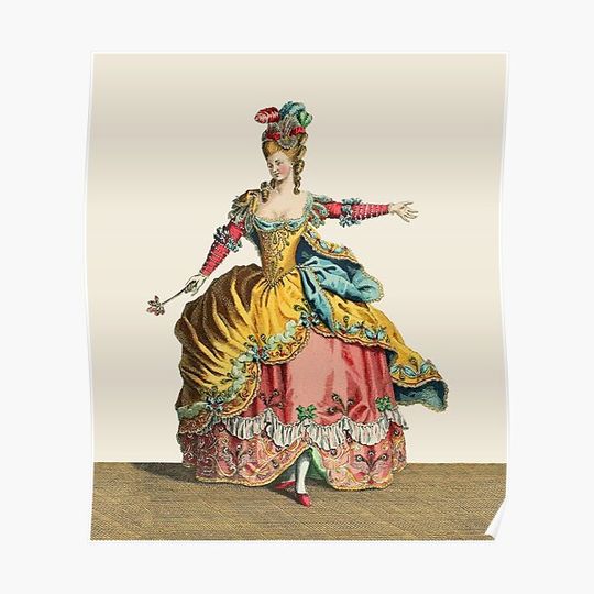 Discover Marie Antoinette Antique Color Lithograph Premium Matte Vertical Poster