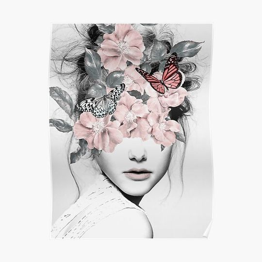 Discover woman on flowers Premium Matte Vertical Poster