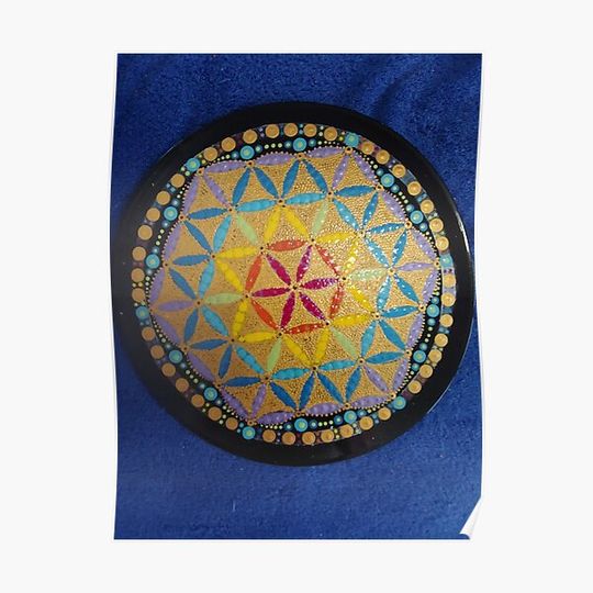 Discover Flower of Life Dot Painting Premium Matte Vertical Poster