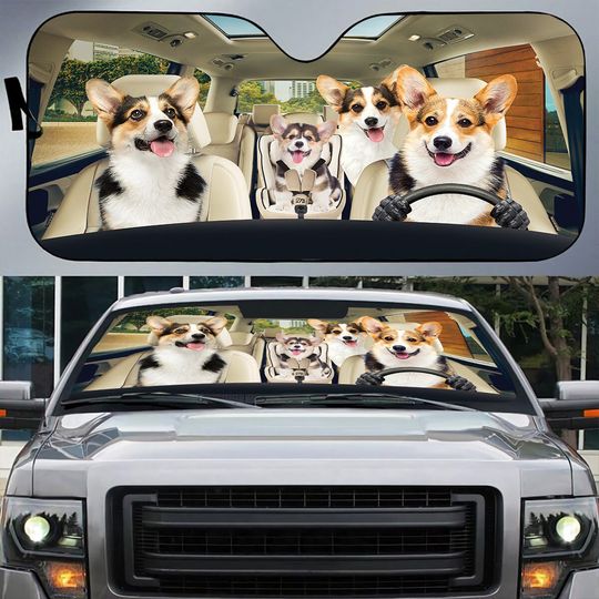 Discover Tri Color Corgi Dog Car Sun Shade