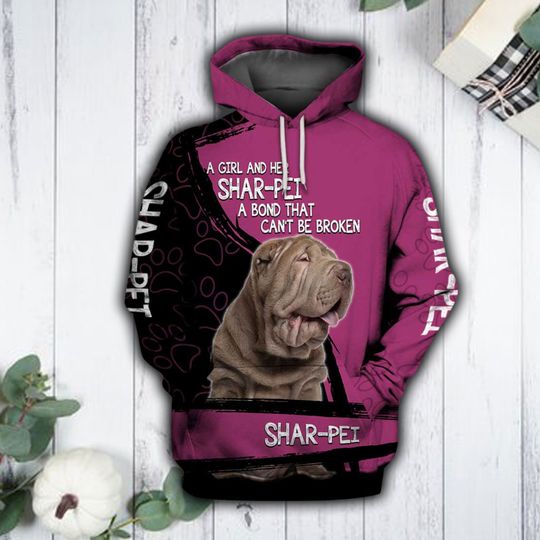 Discover Unisex Pink Shar-pei Sweatshirt Hoodie, Cute Shar-pei Hoodie