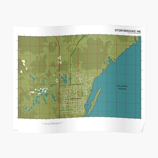 Discover Storybrooke Maine Map Premium Matte Vertical Poster