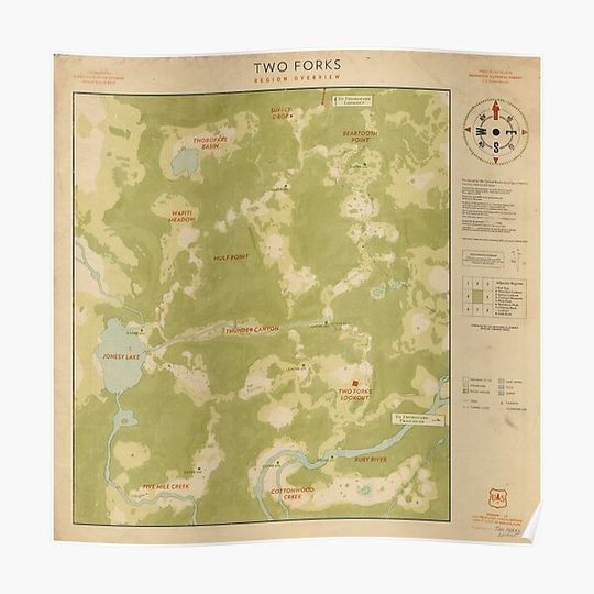 Discover Firewatch Map Textured Premium Matte Vertical Poster