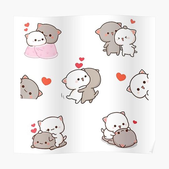 Discover mochi peach cat sticker pack Premium Matte Vertical Poster
