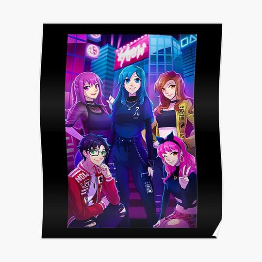Discover Team Funnehs District Japanese City Night Premium Matte Vertical Poster
