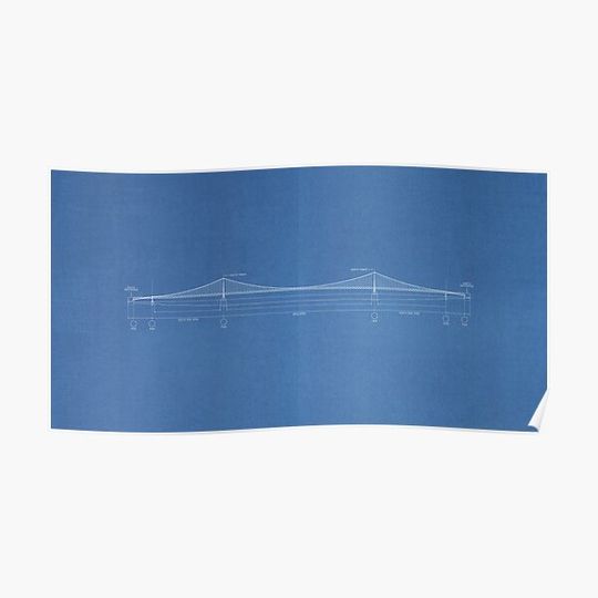 Discover Mackinac Bridge Blueprint Premium Matte Vertical Poster