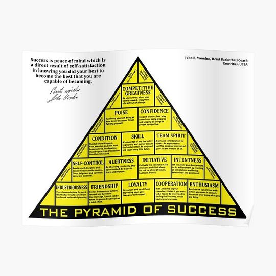 Discover Pyramid Of Success (Black & Yellow) Premium Matte Poster