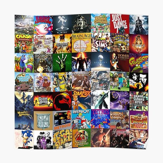 Discover Video Game Cover Art Collage Premium Matte Vertical Poster