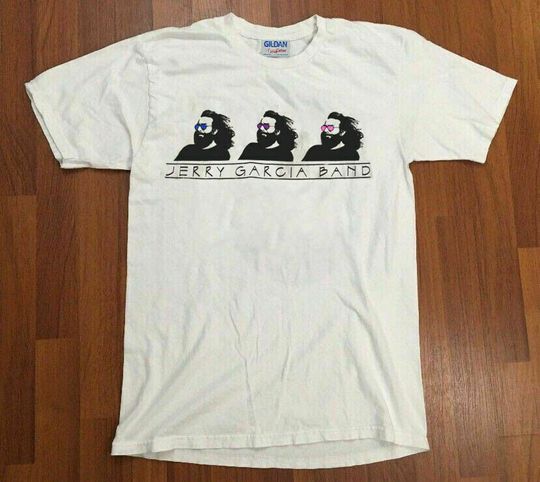 Discover Vintage T Shirt 1991 Jerry Garcia Band Triple Logo white Heavy Cotton