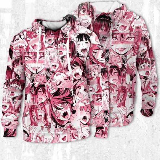 Discover Ahegao Pink Manga Hoodie 3D, Cute Anime Girl Shirt | Anime Shirt