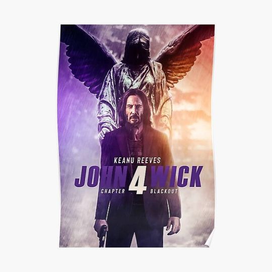 Discover Keanu Reeves John Wick Chapter 4 Blackout Premium Matte Vertical Poster