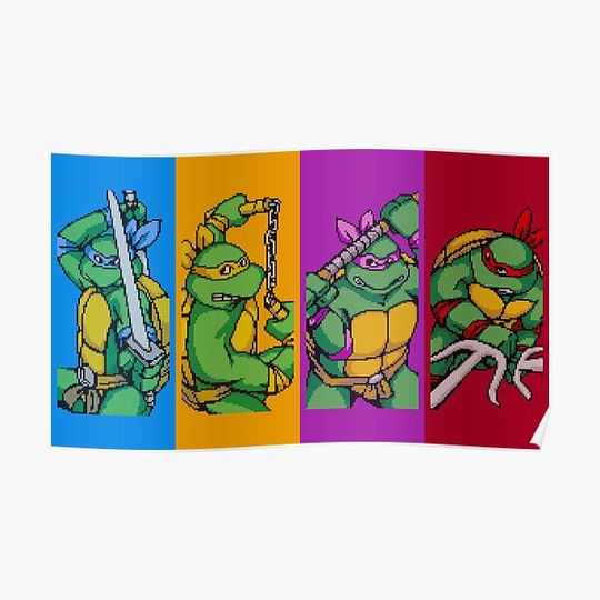 Discover TMNT Rainbow, Pixel Arcade Edition Poster