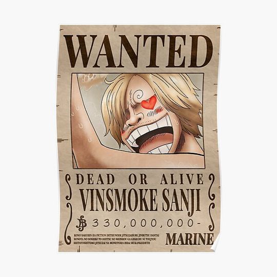 Discover Vinsmoke Sanji Wanted Bounty Poster Premium Matte Vertical Poster