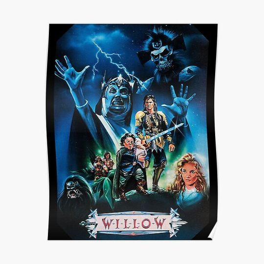 Discover Willow. 1988 movie. Ron Howard. Warwick Davis. Val Kilmer. Nostalgia. V5 Premium Matte Vertical Poster