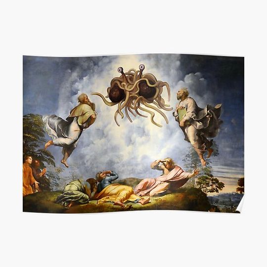Discover The Transfiguration of The Flying Spaghetti Monster Premium Matte Vertical Poster