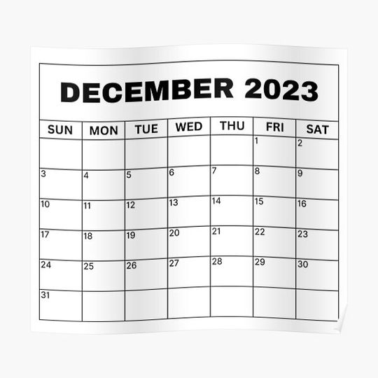 Discover December Calendar 2023 Premium Matte Vertical Poster