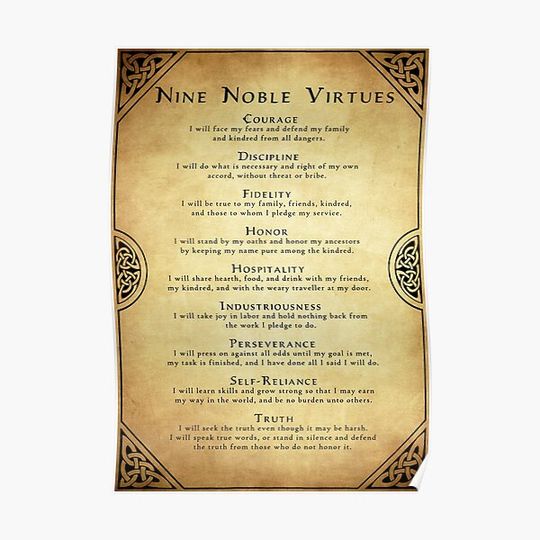 Discover Nine Noble Virtues Premium Matte Vertical Poster