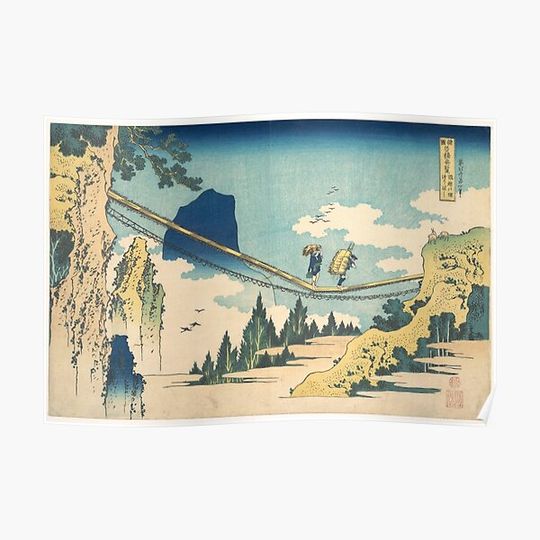 Discover Katsushika Hokusai Suspension Bridge Premium Matte Vertical Poster