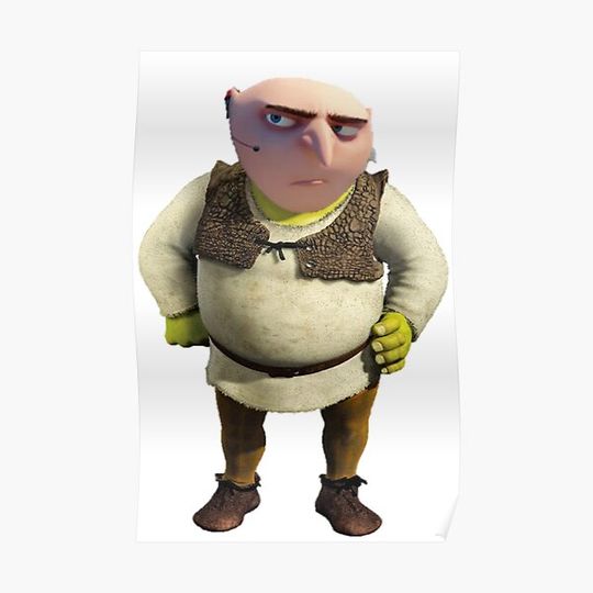 Discover shrek gru mashup design Premium Matte Vertical Poster