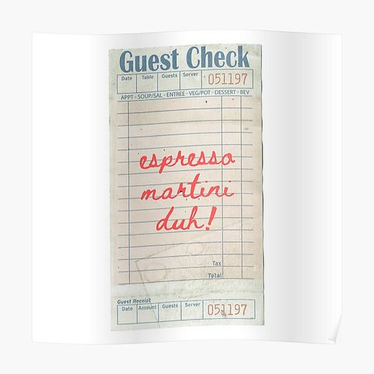 Discover Guest Check Espresso Martini Duh Premium Matte Vertical Poster