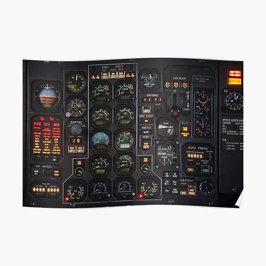Discover Aircraft Instrument Panel Premium Matte Vertical Poster