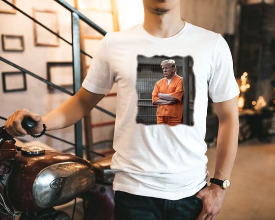 Discover Donald Trump In Prison Jail Indicted President Arrested Unisex Classic T-Shirt, Trump Mugshot Shirt