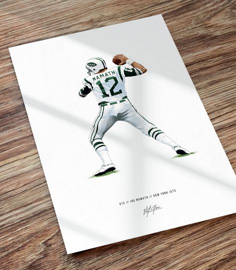 Discover Joe Namath New York Jets Football Illustrated Art Poster