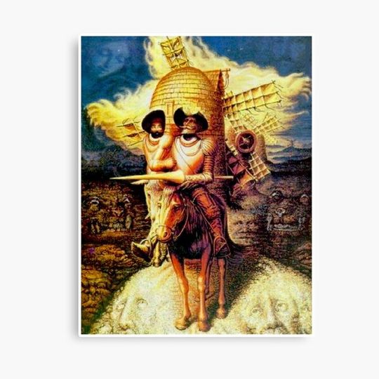 Discover DON QUIXOTE : Vintage Abstract Tilting at Windmills Print Canvas