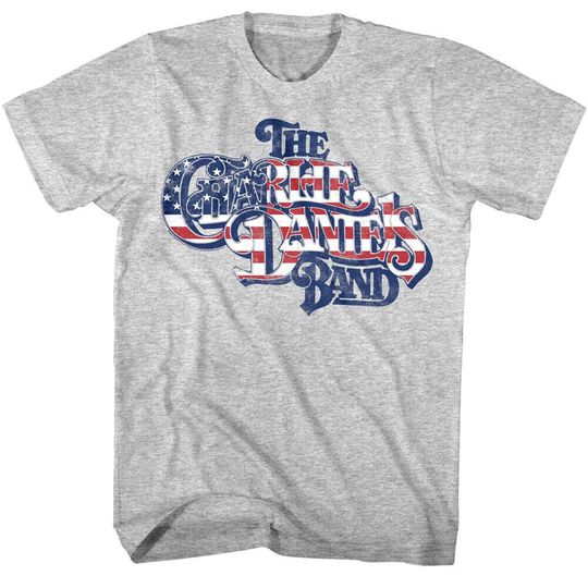 Discover Charlie Daniels Band Men's T shirt | American Flag Star Spangled Logo Gray Graphic Tee