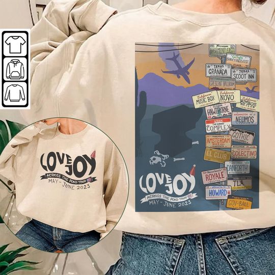 Discover Lovejoy Music Shirt, 2 side Across The Pond Tour 2023 Sweatshirt